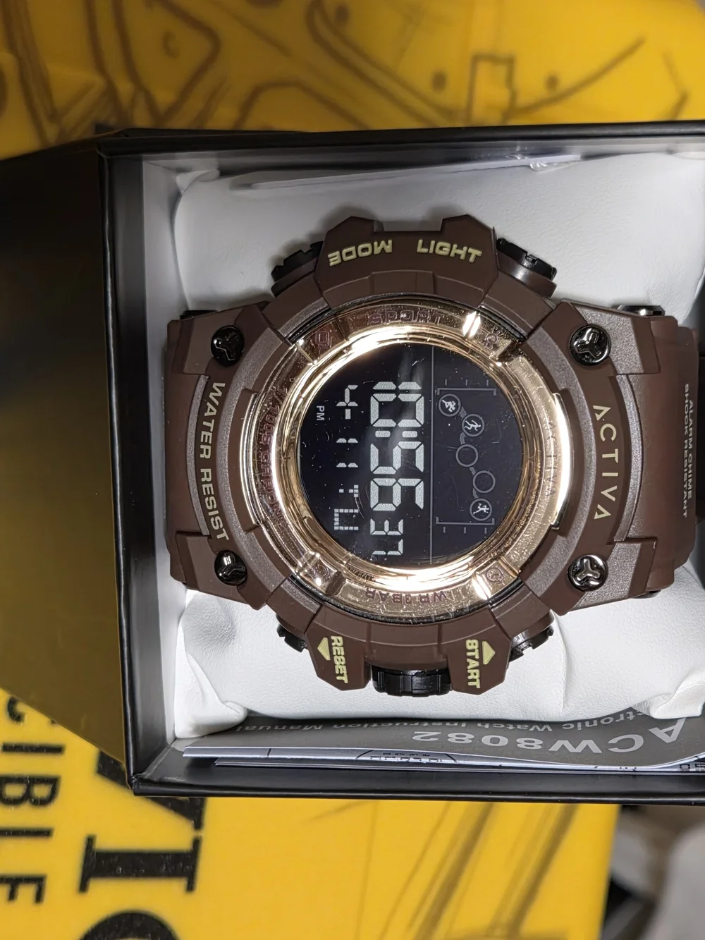 Digital Sport Smartwatch in Brown with Blue Display